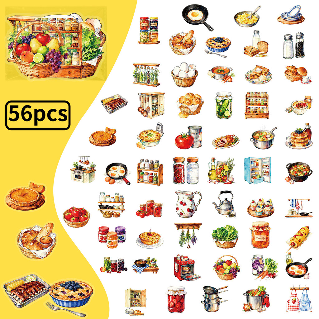 56Pcs Retro Kitchen PET Sticke - Kitchen Appliances Vintage review and price
