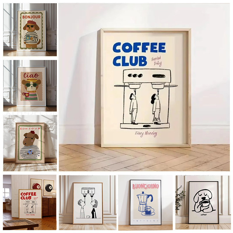 Retro Bonjour Dog Coffee Canva - Kitchen Appliances Vintage review and price