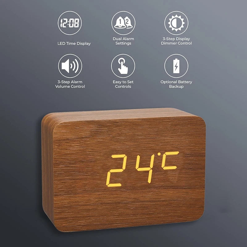 Wooden Digital Alarm Clock for - Kitchen Appliances Vintage review and price